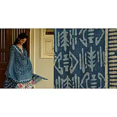 Indigo grounds ~ Batic Indigo * Chanderi Dupatta * 1 * { Organic Indigo }
